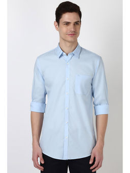Peter England - Men Blue Slim Fit Solid Shirt