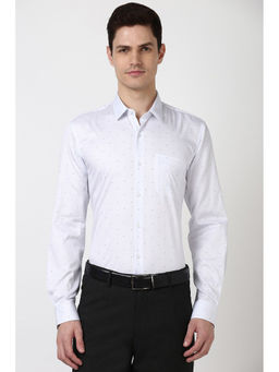 Peter England - Men White Print Slim Fit Formal Shirt