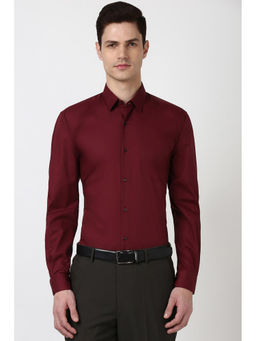 Peter England - Men Maroon Regular Fit Formal Shirt