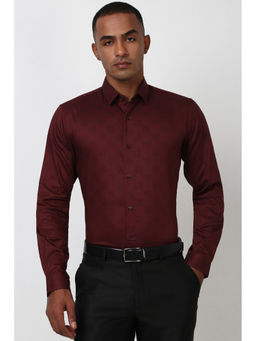 Peter England - Men Maroon Print Slim Fit Formal Shirt