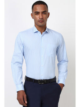 Peter England - Men Blue Slim Stripes Formal Shirt