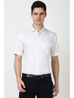 Peter England - Men White Print Regular Fit Formal Shirt