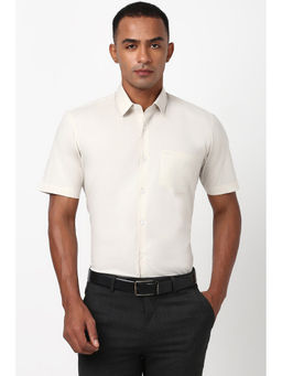 Peter England - Men Cream Regular Formal Shirt