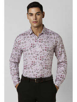 Van Heusen - Men Lavender Slim Fit Print Full Sleeves Party Shirt