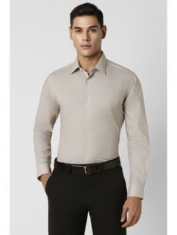 Van Heusen - Men Beige Regular Fit Print Full Sleeves Formal Shirt