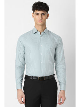 Van Heusen - Men Green Regular Fit Checks Full Sleeves Formal Shirt