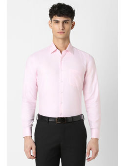 Van Heusen - Men Pink Slim Fit Solid Full Sleeves Formal Shirt