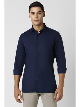 Van Heusen - Men Navy Blue Regular Fit Solid Full Sleeves Shirt