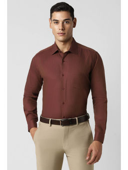 Van Heusen - Men Brown Regular Fit Self Design Full Sleeves Shirt