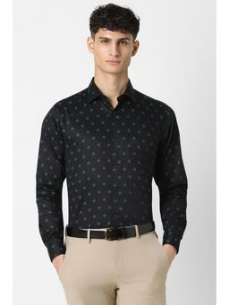 Van Heusen - Men Black Regular Fit Print Full Sleeves Shirt