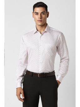 Van Heusen - Men White Regular Fit Print Full Sleeves Shirt