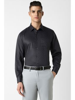 Van Heusen - Men Black Regular Fit Print Full Sleeves Shirt