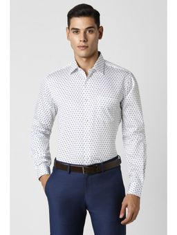 Van Heusen - Men White Regular Fit Print Full Sleeves Shirt