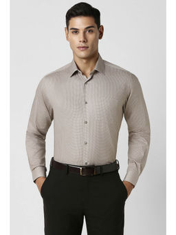 Van Heusen - Men Beige Regular Fit Print Full Sleeves Shirt