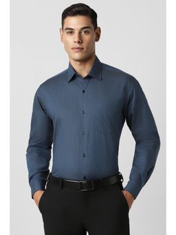 Van Heusen - Men Navy Blue Regular Fit Print Full Sleeves Shirt