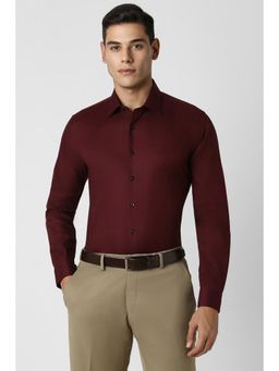 Van Heusen - Men Maroon Slim Fit Solid Full Sleeves Shirt