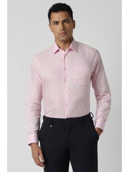 Van Heusen - Men Pink Slim Fit Textured Full Sleeves Shirt