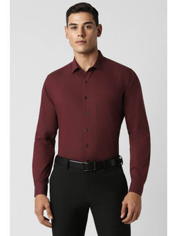 Van Heusen - Men Maroon Slim Fit Solid Full Sleeves Formal Shirt