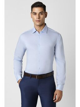 Van Heusen - Men Blue Slim Fit Textured Full Sleeves Formal Shirt