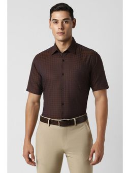 Van Heusen - Men Brown Regular Fit Checks Half Sleeves Shirt