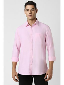 Van Heusen - Men Pink Slim Fit Solid Full Sleeves Casual Shirt
