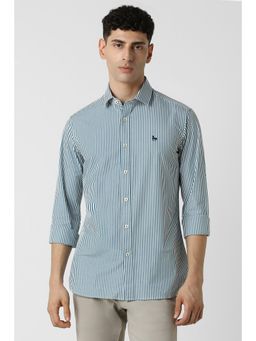 Van Heusen - Men Blue Slim Fit Stripes Full Sleeves Casual Shirt