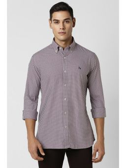 Van Heusen - Men Purple Slim Fit Checks Full Sleeves Casual Shirt
