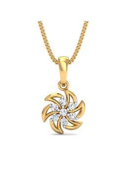 KuberBox - 18K Gold Rueda Diamond Pendant for Women-Girls
