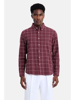 Snitch - Maroon Checks Full Sleeves Regular Casual Shirt for Men