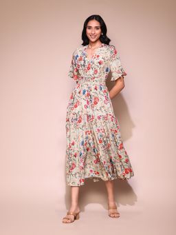 Label Ritu Kumar - Multi-Color Floral Print Long Dress