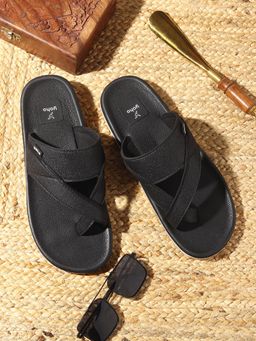 Yoho - Mens Black Snugly Ethnic Sandals
