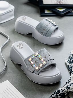 NR by Nidhi Rathi - Grey Sandals Heels