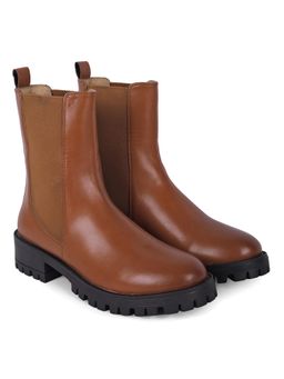 Yoho - Women High Chelsea Boots - Tan
