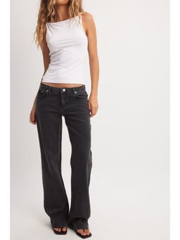 NA-KD - Low Waist Jeans - Washed Black