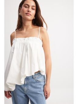 NA-KD - Thin Strap Volume Singlet Top - White