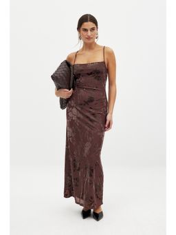 NA-KD - Floral Print Maxi Dress - Brown