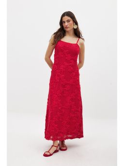 NA-KD - Floral Maxi Dress - Deep Red