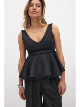 NA-KD - Peplum Top - Black