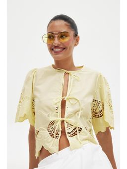NA-KD - Anglais Tie Front Top - Yellow