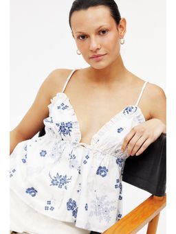 NA-KD - Ruffle Edge Singlet Top - White
