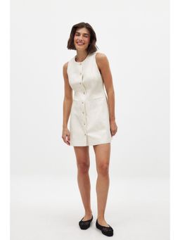 NA-KD - Linen Blend Vest Mini Dress - Off White