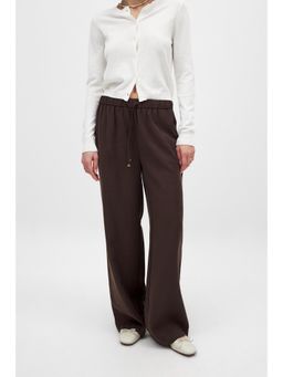 NA-KD - Wide Leg Mid Waist Pant - Brown
