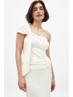 NA-KD - Draped One Shoulder Top - Ivory