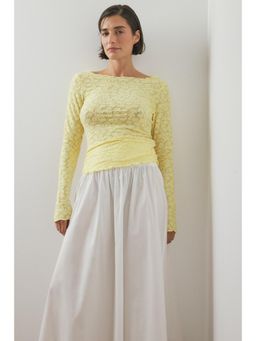NA-KD - Structured Boat Neck Top - Yellow