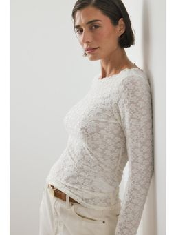 NA-KD - Structured Boat Neck Top - Ivory