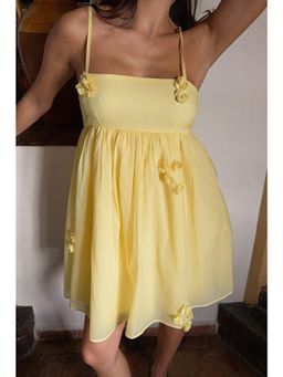 NA-KD - Organza Flower Detail Mini Dress - Yellow