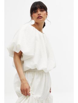 NA-KD - Puff Sleeve Volume Top - White