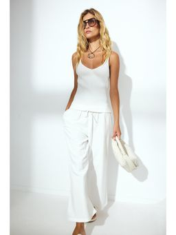 NA-KD - Tapered Cropped Drawstring Pant - White
