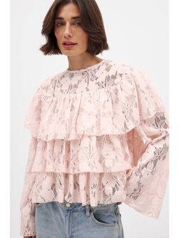 NA-KD - Layered Flounce Top - Light Pink