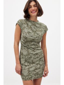 NA-KD - Mini Open Back Dress - Light Olive